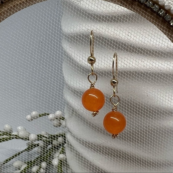 JADE 14K Gold Filled Earrings Tangerine Orange - Picture 13 of 13